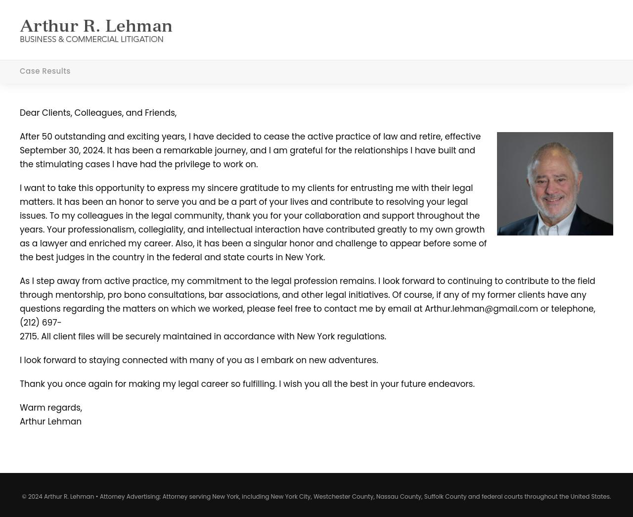 Arthur R. Lehman, L.L.C. - New York NY Lawyers