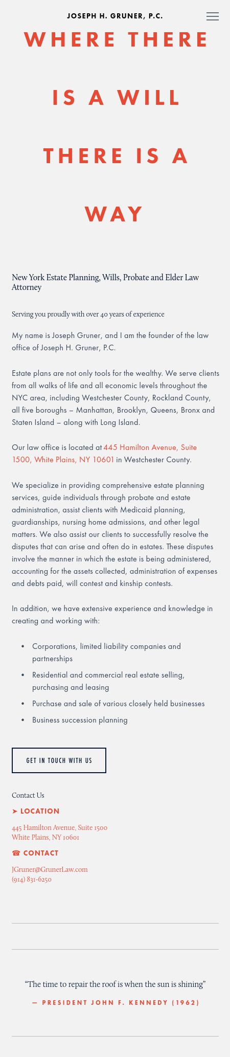 Joseph H. Gruner, P.C. - White Plains NY Lawyers