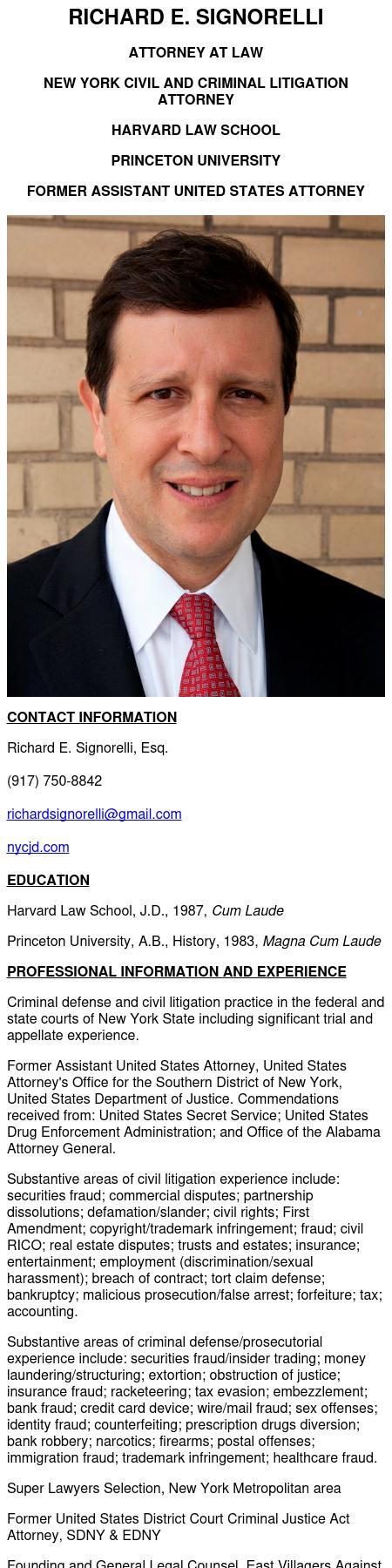 Richard E. Signorelli, Attorney at Law - New York City NY Lawyers