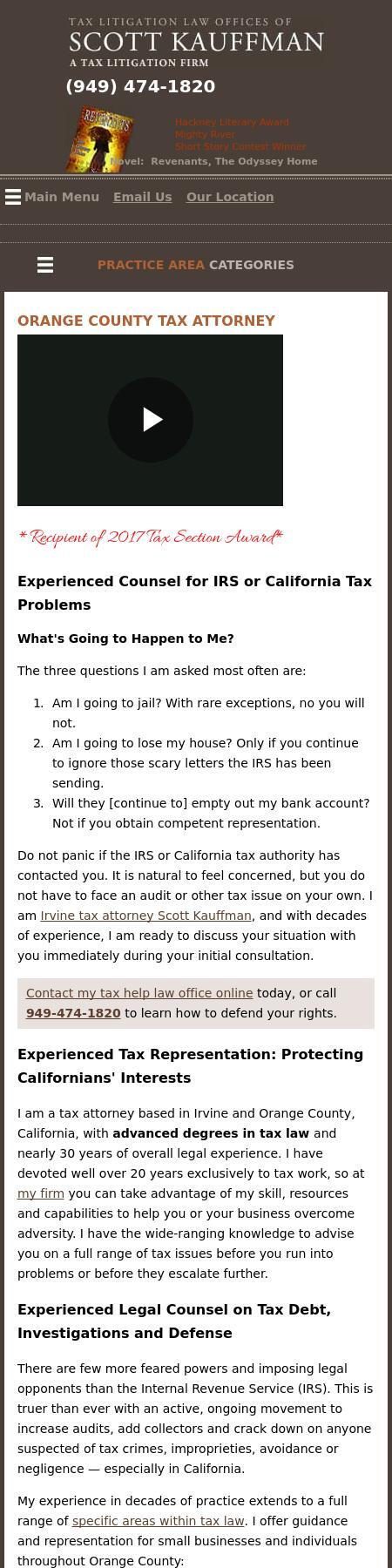 Tax Litigation Law Office of Scott Kauffman - Irvine CA Lawyers